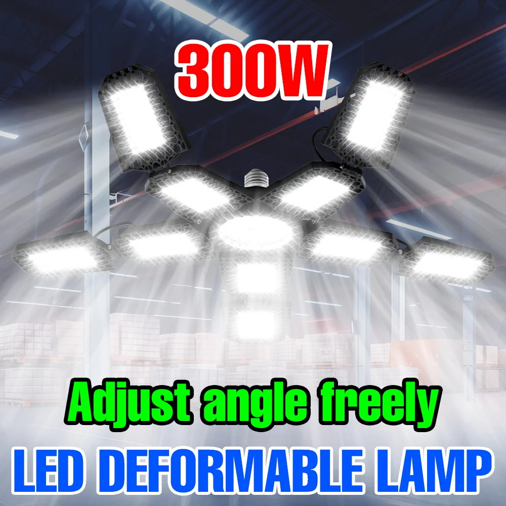 

Светодиодная лампа для гаража 400 Вт, AC100-277V, прожектор E27/E26, складной деформируемый потолочный светильник для дома, мастерской, стадиона, подвала