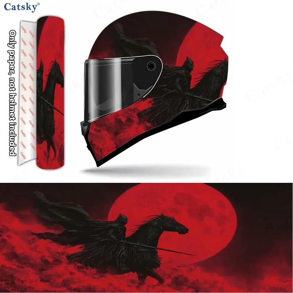 Blood Moon Knight PVC material self adhesive waterproof motorcycle helmet sticker, paste firmly and do not fall, waterproof and
