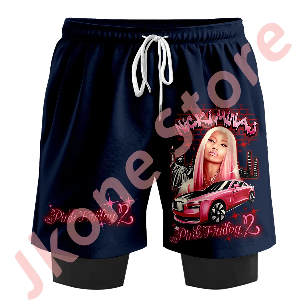 Nicki Minaj Pink Friday 2 Tour Airbrush Merch Shorts Summer Women Men Fashion Casual Streetwear Short Pants