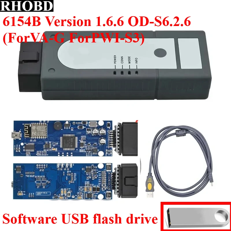 FOROKI 6154 WIFI/USB FORVAS6154 1.6.6 العمل Forporsch Obd2 الماسح الضوئي OD-S6.2.6 الإصدار V1.6.6 ForV-W أودي أداة تشخيص السيارة USB