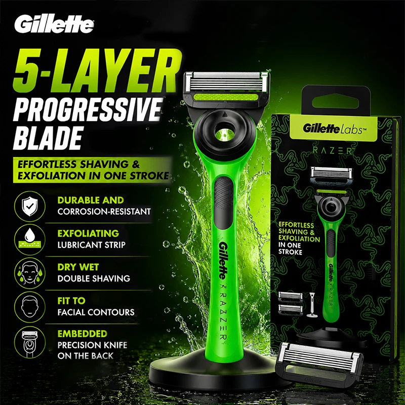 gillette-5121-shaver-5-layer-dry-wet-dual-shaving-men's-shaver-facial-cleaning-manual-shaver-smooth-non-irritating-to-beard-skin