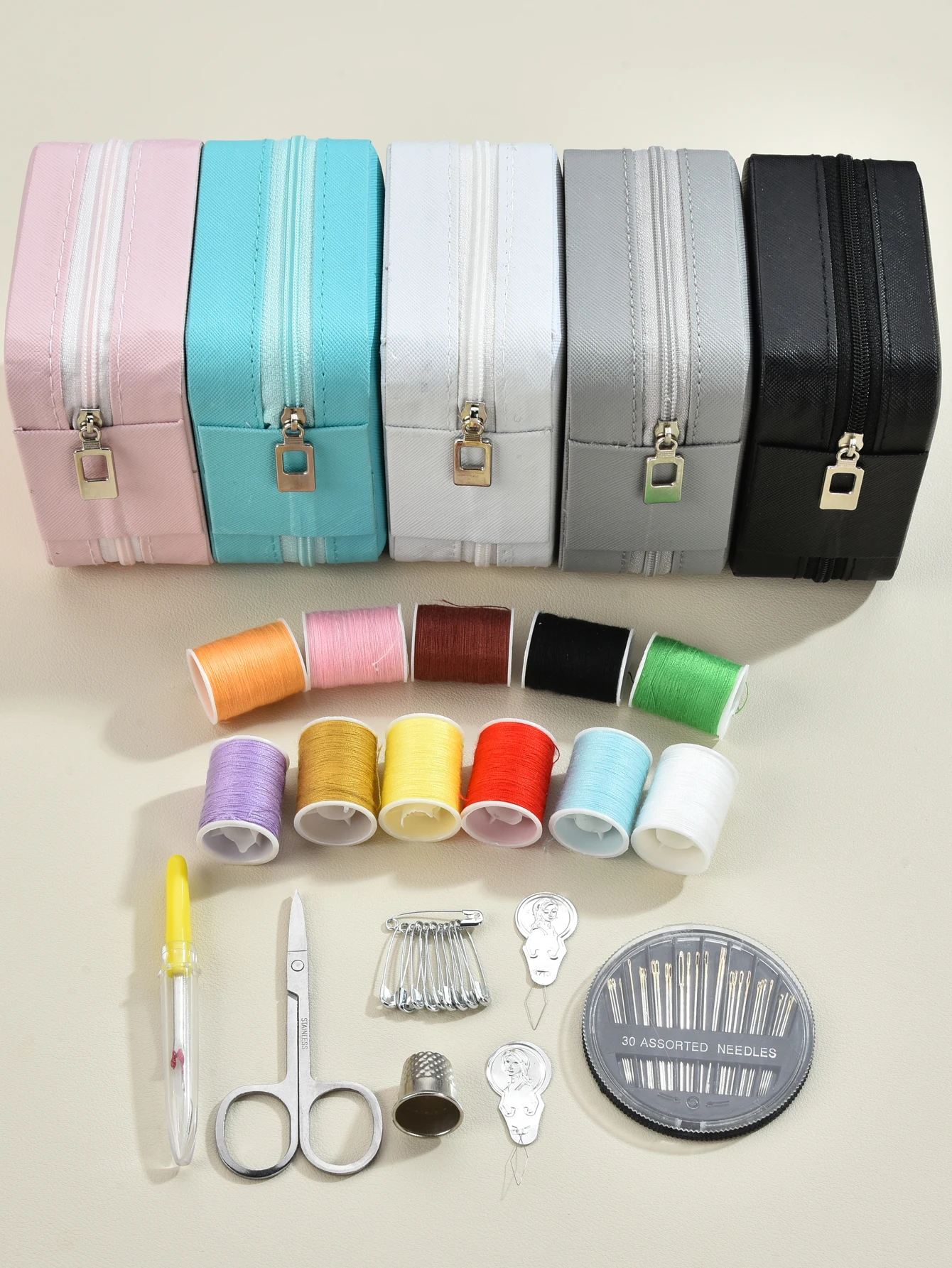 Square cross grain zipper sewing kit storage bag for DIY hand sewing tools, ideal for quick mending at home, dorm and travel view 4