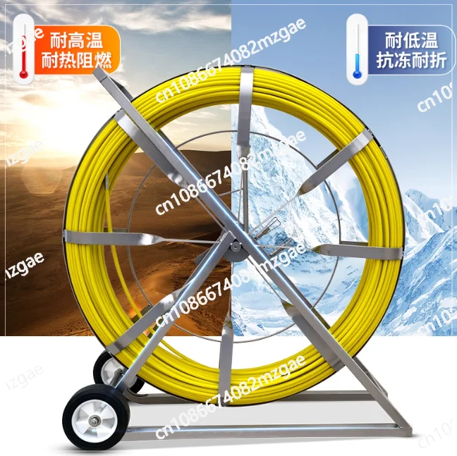 Threading device, lead device, electrician, fiberglass fiber reinforced plastic threading rod through cable