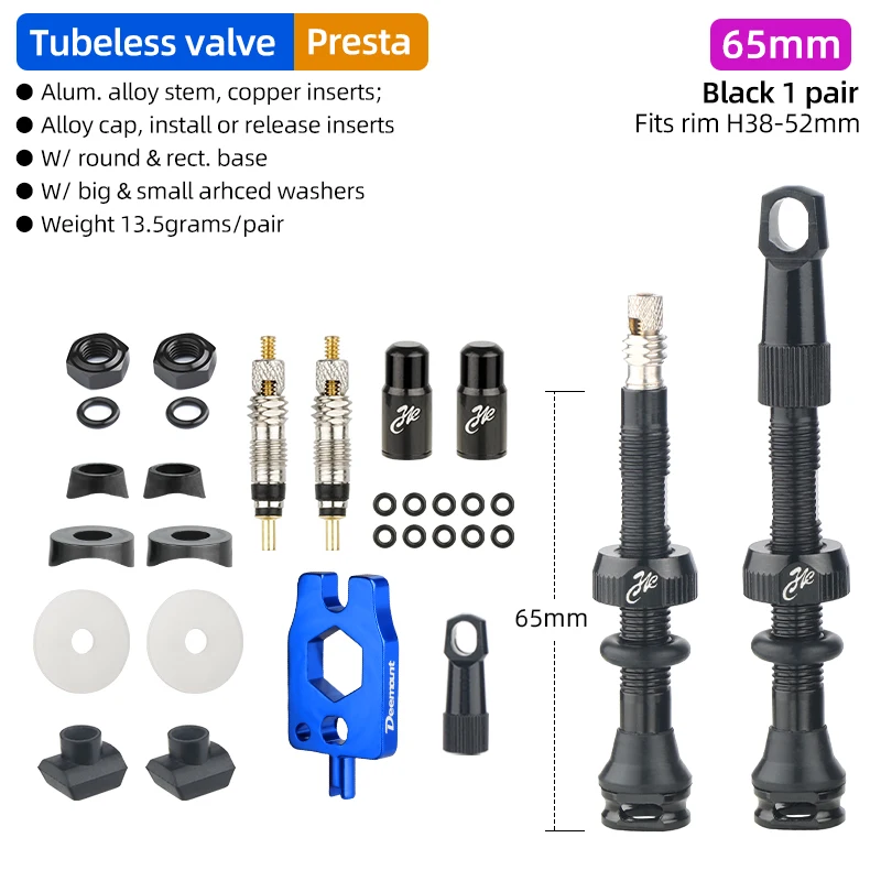 Fahrrad Tubeless Reifen Ventil Carbon Felge Presta Ventile 40 50 65 80mm F/V Abnehmbare Messing Kern W/kappe Für MTB Fahrrad Luft Ventil