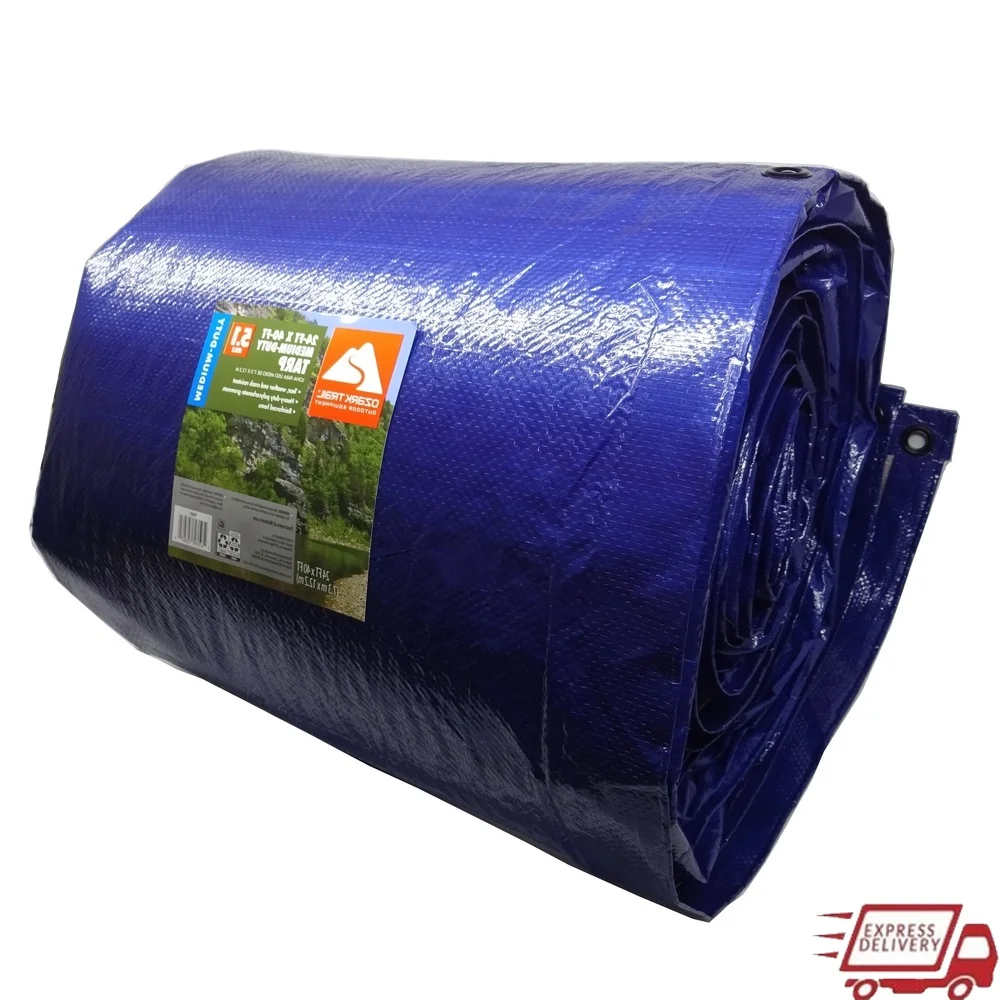 

Medium-Duty Tarp 24x40 PE Material Tear Resistant Waterproof Reinforced Hems Grommets Camping Hunting Fishing Outdoor Equipment
