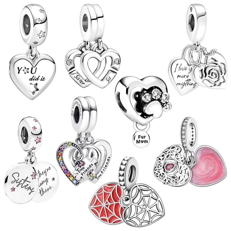 حار بيع على شكل قلب التألق سحر الخرزة قلادة صالح الأصلي الأوروبي فضة مجوهرات و DIY بها بنفسك صنع هدية غرامة فريدة من نوعها