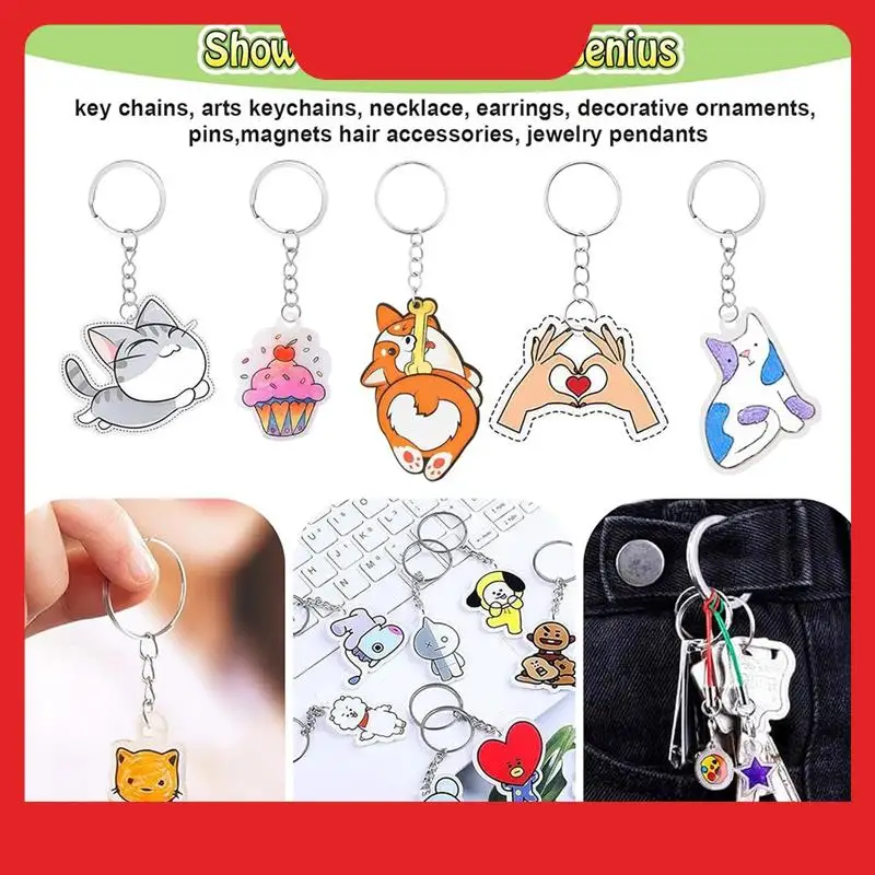 229 Piece Shrink Plastic Sheet Set, Shrink Paper Keychain Kit With 20 Sheets Of Shrink Paper, Hole Punch And Keychain
