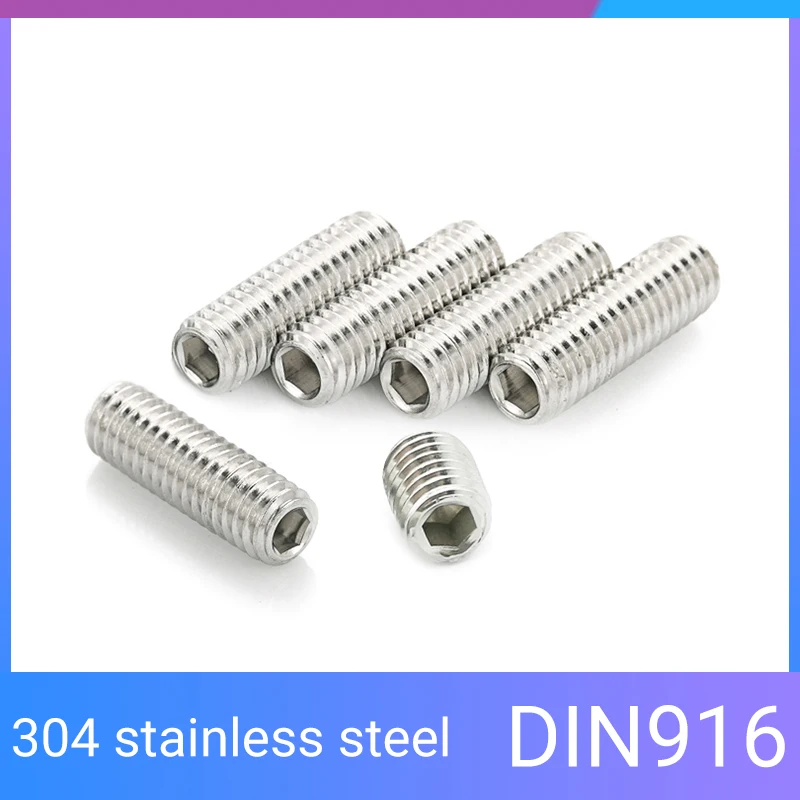 20pcs/lot M3 M4 M5 M6 M8 M10 DIN916 304 Stainless Steel Hexagon Hex Socket Cup Point Headless Grub Set Screws Concave End