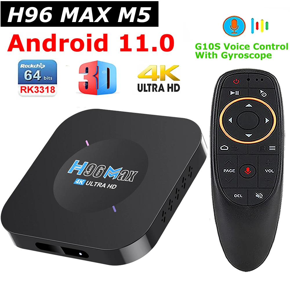 H96 MAX M5 Android 11 TV box Rockchip RK3318 Quad Core 2GB 16GB 4K Wifi 3D Set Top Box 1GB 8GB Google Voice Control Media Player