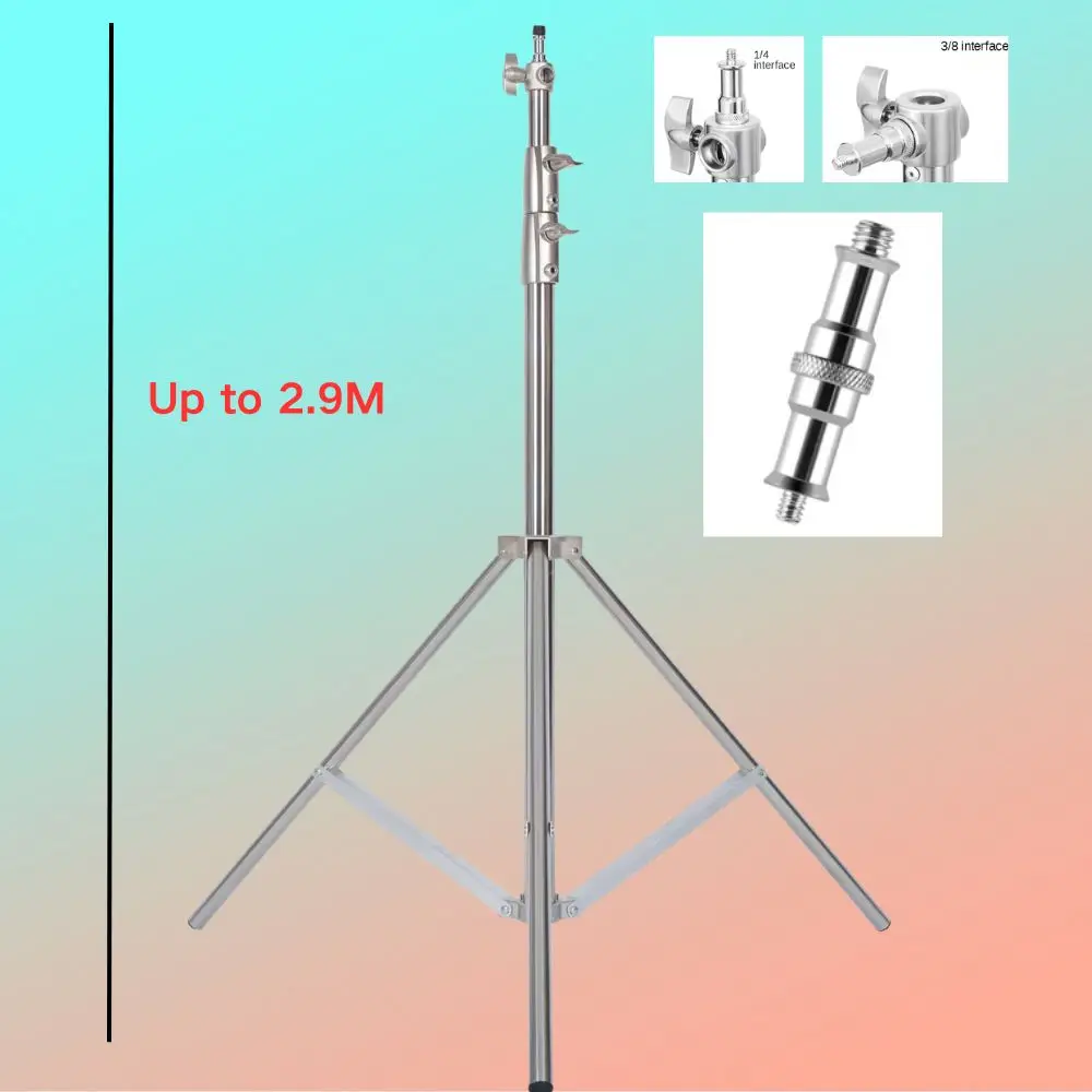 2.8m Heavy Duty Stainless Steel Spring Cushioned Light Stand for Studio LED Light Softbox Mono Light Photographic Equipment