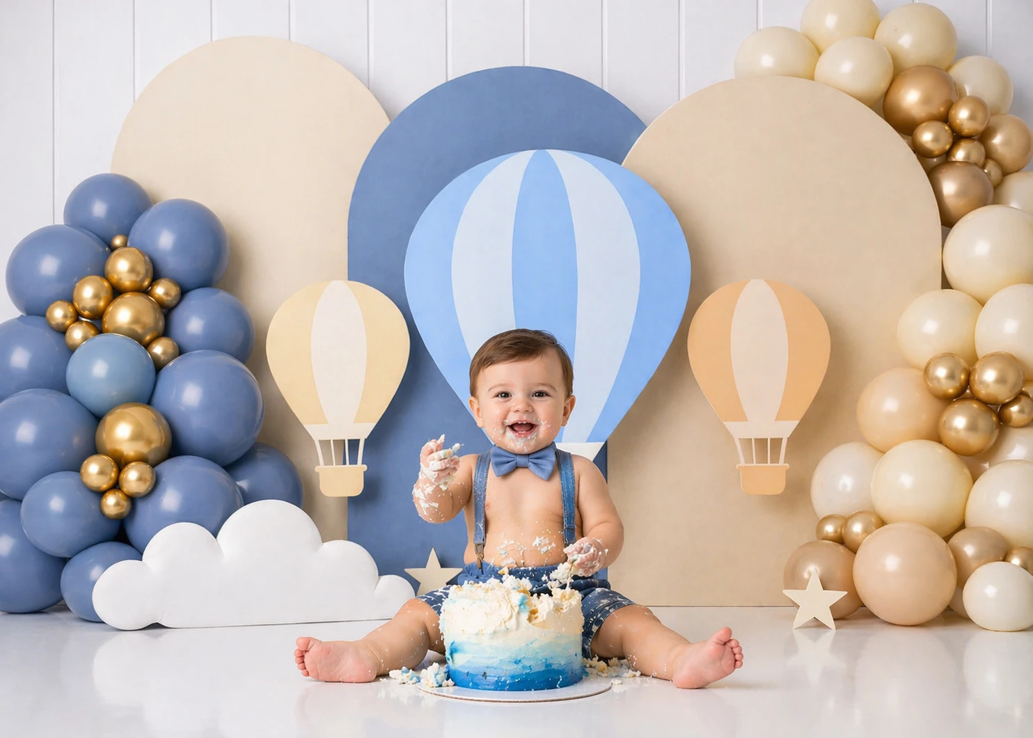 Hot Air Balloons Backdrop Balloon Arch Kids Baby Cake Smash Photography Props Child Adult Birthday Photocall Backgrounds