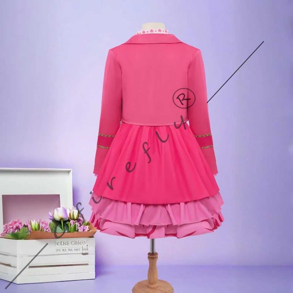 Descendants Princess Pink Cosplay Costume Pink Skirt Outfit Matching Accessories Wig Role‑Play Suit for Halloween Party Stage view 4