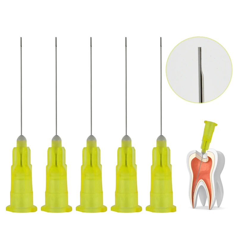 100pcs Dental Endo Irrigation Needle Tip End-Closed Side Cut Endo Syringe Root Canal Washing Needle Tip 30G