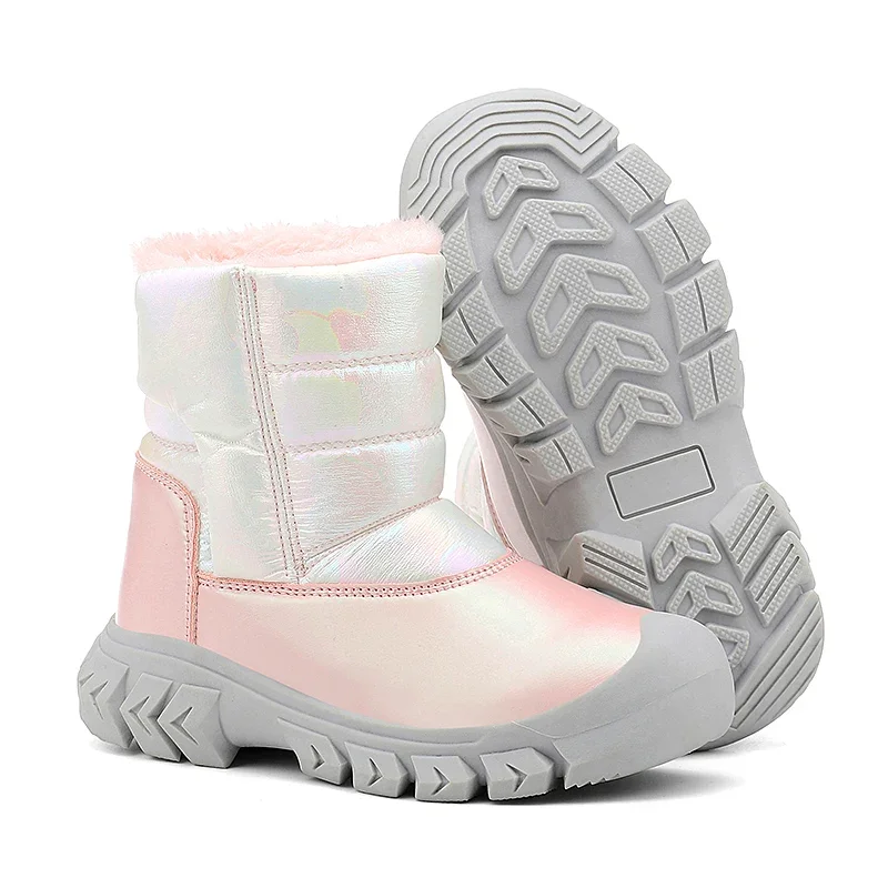 

2025 зимняя детская обувь, нескользящая обувь из плюшевой водонепроницаемой ткани для девочек, зимние сапоги на резиновой подошве, модные теплые уличные ботинки для девочек 8