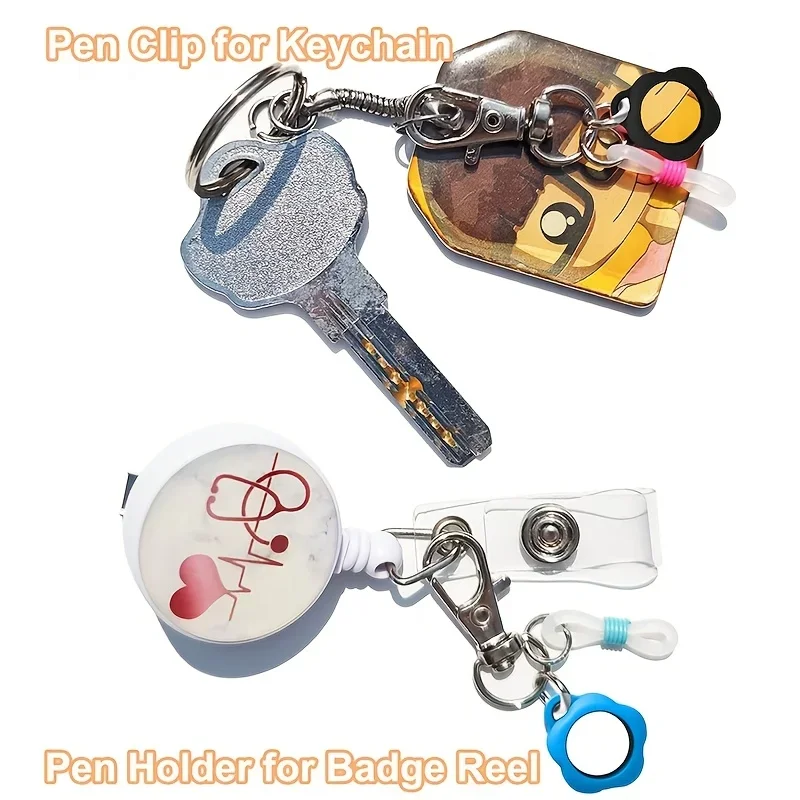 Badge Reel Accessories 6/10Pcs, Lanyard Retractable Pen Clip, Nurse Pen Holder Pen Converter, Pen Not Included