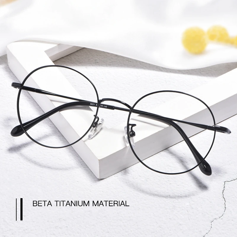 Retro β-Titanium Women Round Eyeglasses Frame Myopia Optical Prescription Glasses Frame Men reading monturas de lentes mujer