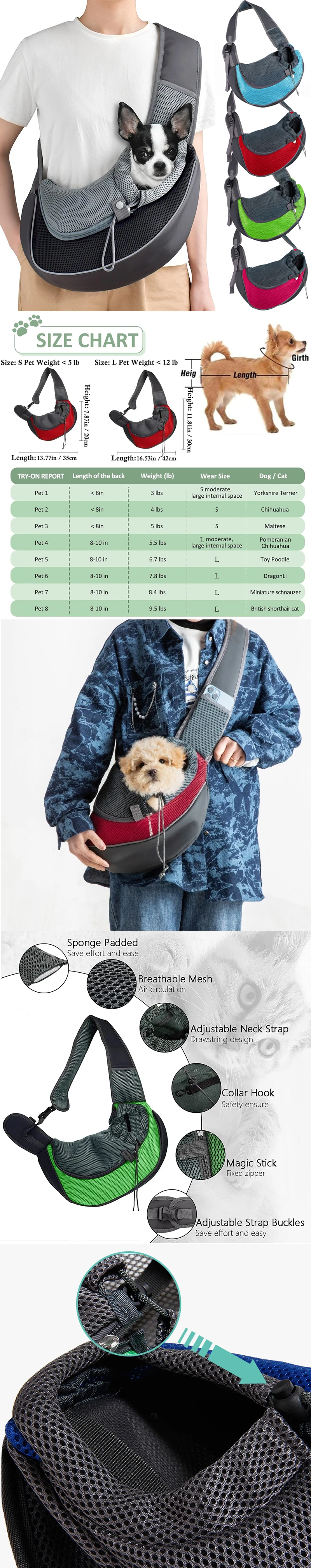 Haustier-Tragetasche für Katzen und Hunde, Reise-Rucksack, Schultertasche mit Netzstoff, Tragetasche für Haustiere, Umhängetasche – Detail 1