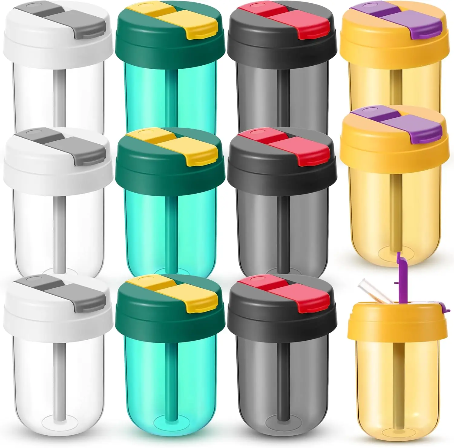 

12-Pack Reusable Water Bottles for Kids, 10 oz with Straw, Leak-Proof Portable Sports Bottles for Students – End of Year Teacher