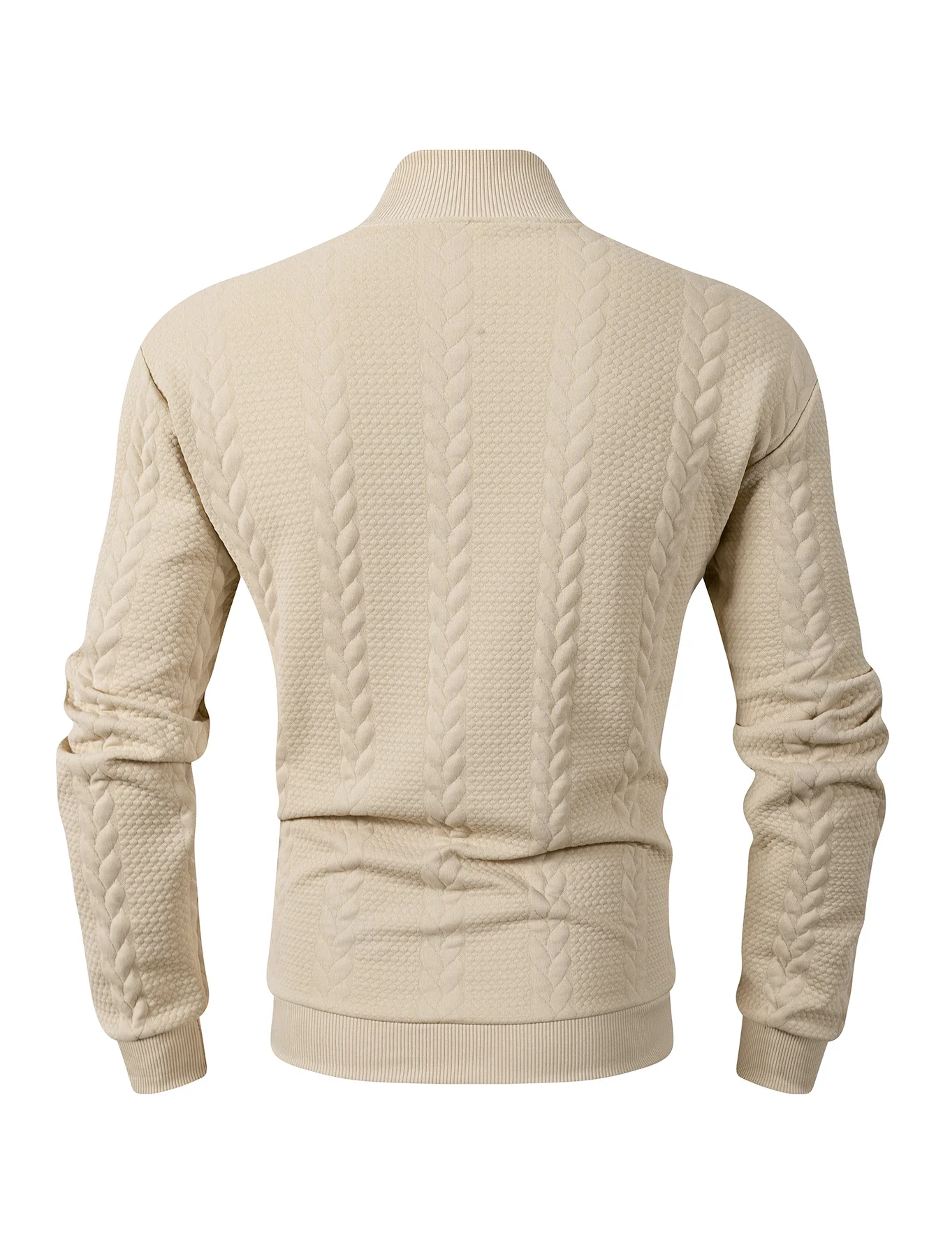 Autumn And Winter Men's High Neck Cable Knit Pullover Soft Warm Fabric Long Sleeve Ribbed Cuffs and Hem Smart Casual Sweatshirt
