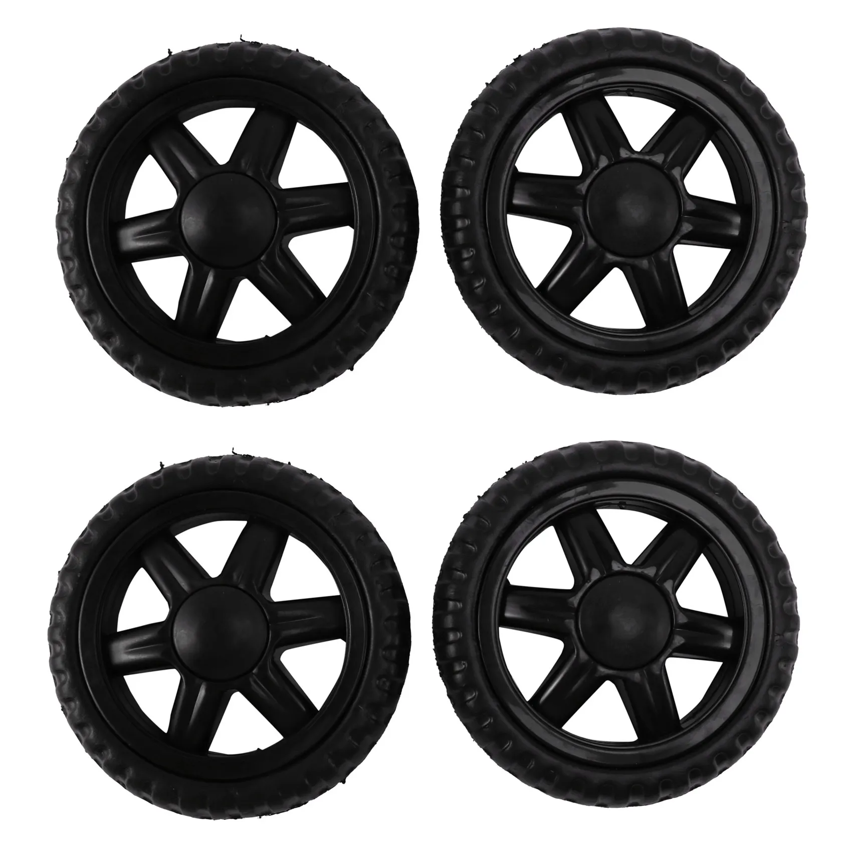 ABKS-Rubber Hot Wheel Travelling Luggage Cart - Black (4 Pieces)