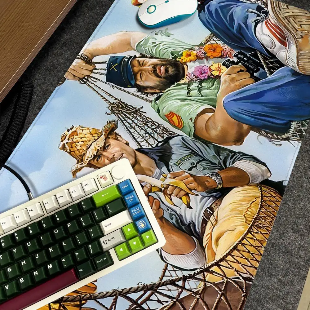 B-Bud Spencer und Terence Hill Mauspad Xxl Computer große rutschfeste Gamer-Tastatur 90 x 40 cm Art Design HD-Schreibtischunterlage