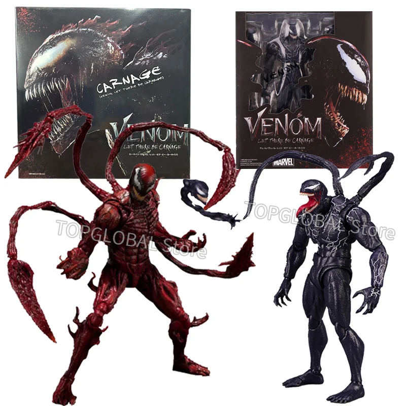 SHF Venom Carnage Action Figure Joint Movable Toys Spider Man Venom Change Face Statue Model Doll Collectible Birthday Toys Gift