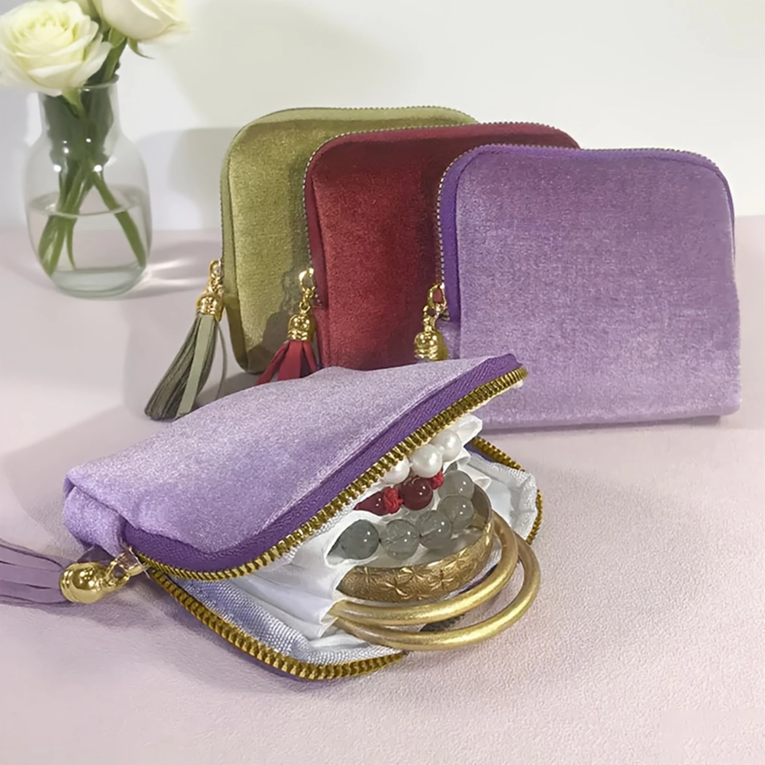 قطعة واحدة من منظم تخزين المكياج والمجوهرات بسعة كبيرة - تصميم شرابة، حامل مجوهرات لسوار السفر/العطلات #3