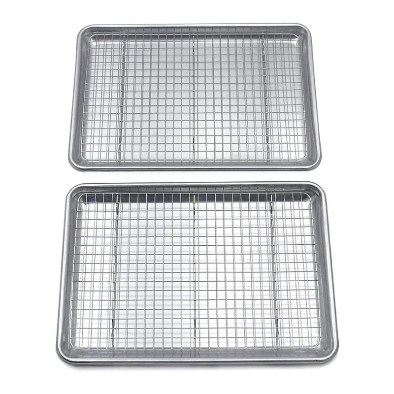 Stainless Steel Baking Tray Removable Cake Grid Cooling Rack Kitchen Non-stick Pizza Barbecue Biscuit Shelf Bakeware Suit Tools