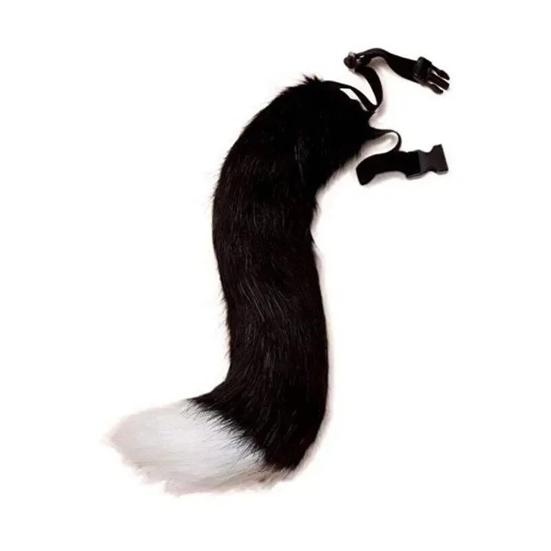 Comic-Con Maid Cat Lady Fox Tail | Faux Fur Adjustable Belt | Motorcycle Decor & Halloween Costume Performance Prop