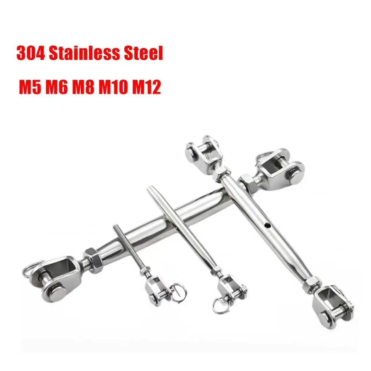 1Pcs Closed Body Swage Turnbuckle Stainless Steel 304 M5 M6 M8 M10 M12 Heavy Duty Stainless Turn buckle Rigging Screw Closed Bod