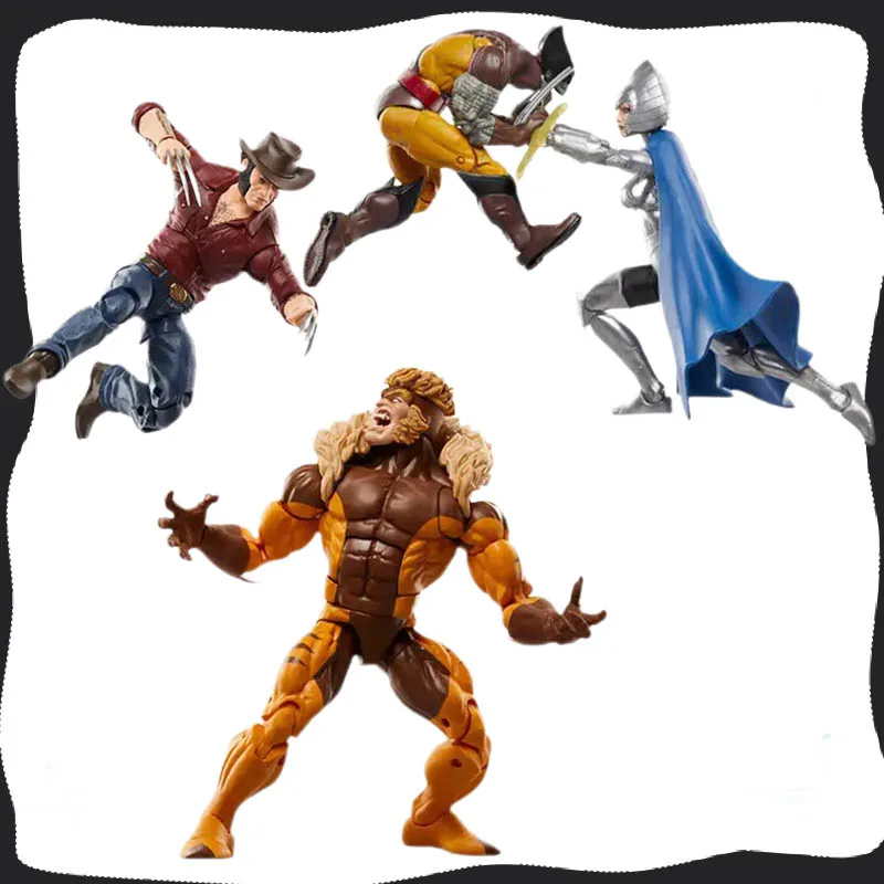 Hasbro Marvel Legends Series  50th Anniversary  6-Inch  Wolverine Marvel'S Logan Vs Sabretooth Collectible Action Figures Toys