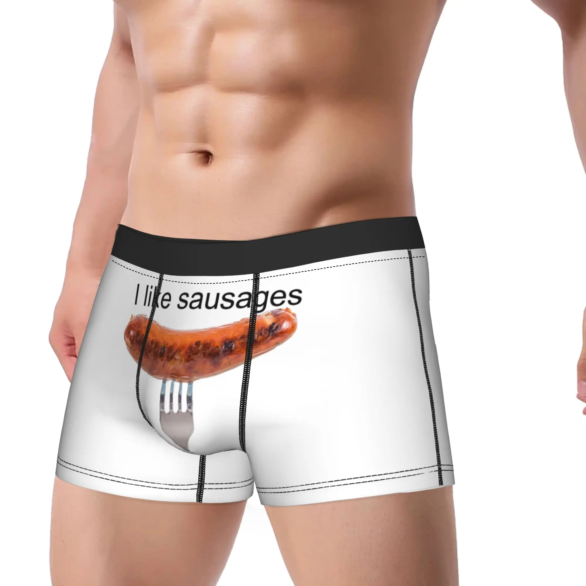Men Boxer Briefs Shorts Panties Sausage  HOT DOG  Breathable Underwear  Male Funny Plus Size Underpants