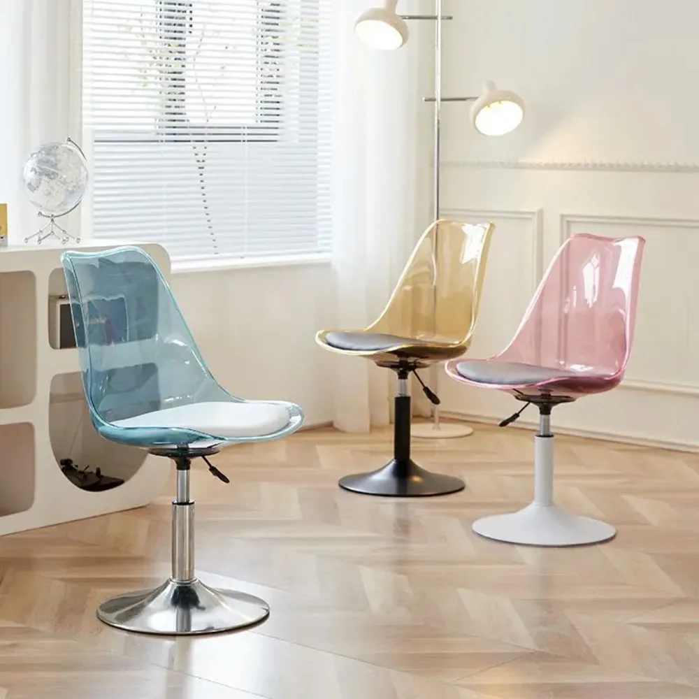 Transparent Computer Chair Home Comfortable Lift Dressing Stool Front Desk Cashier Round Stool Makeup Swivel Chair