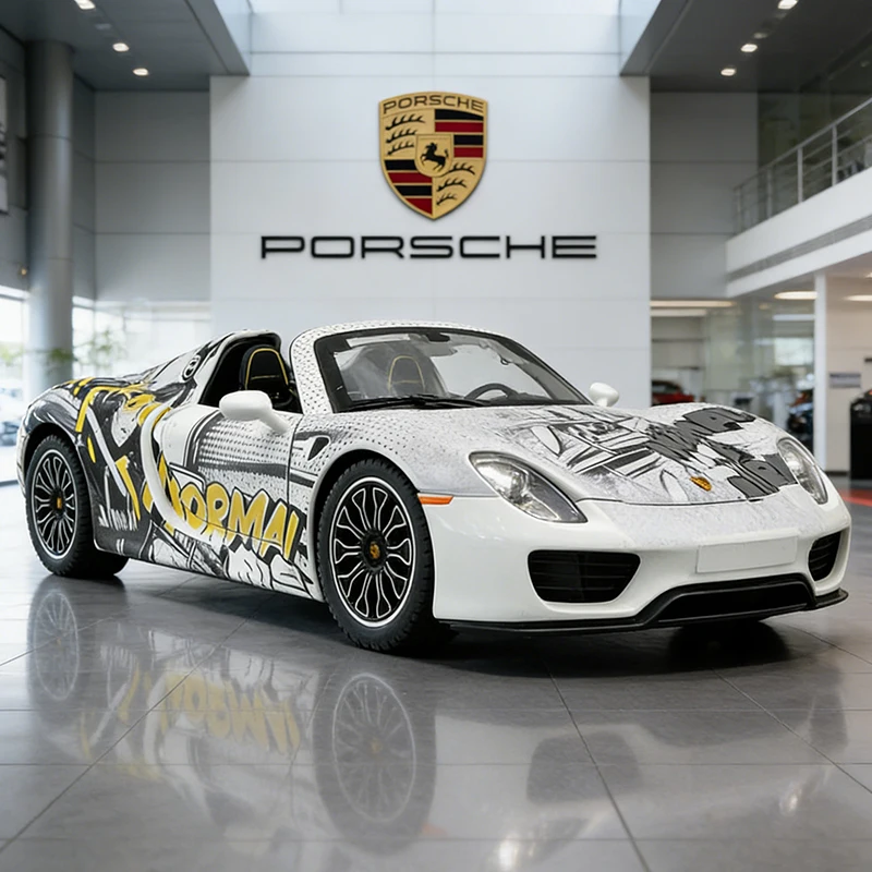 1:24 Porsche 918 Spyder Supercar Modello di auto in lega Suono e luce Tirare indietro Giocattolo per bambini da collezione Regalo di compleanno