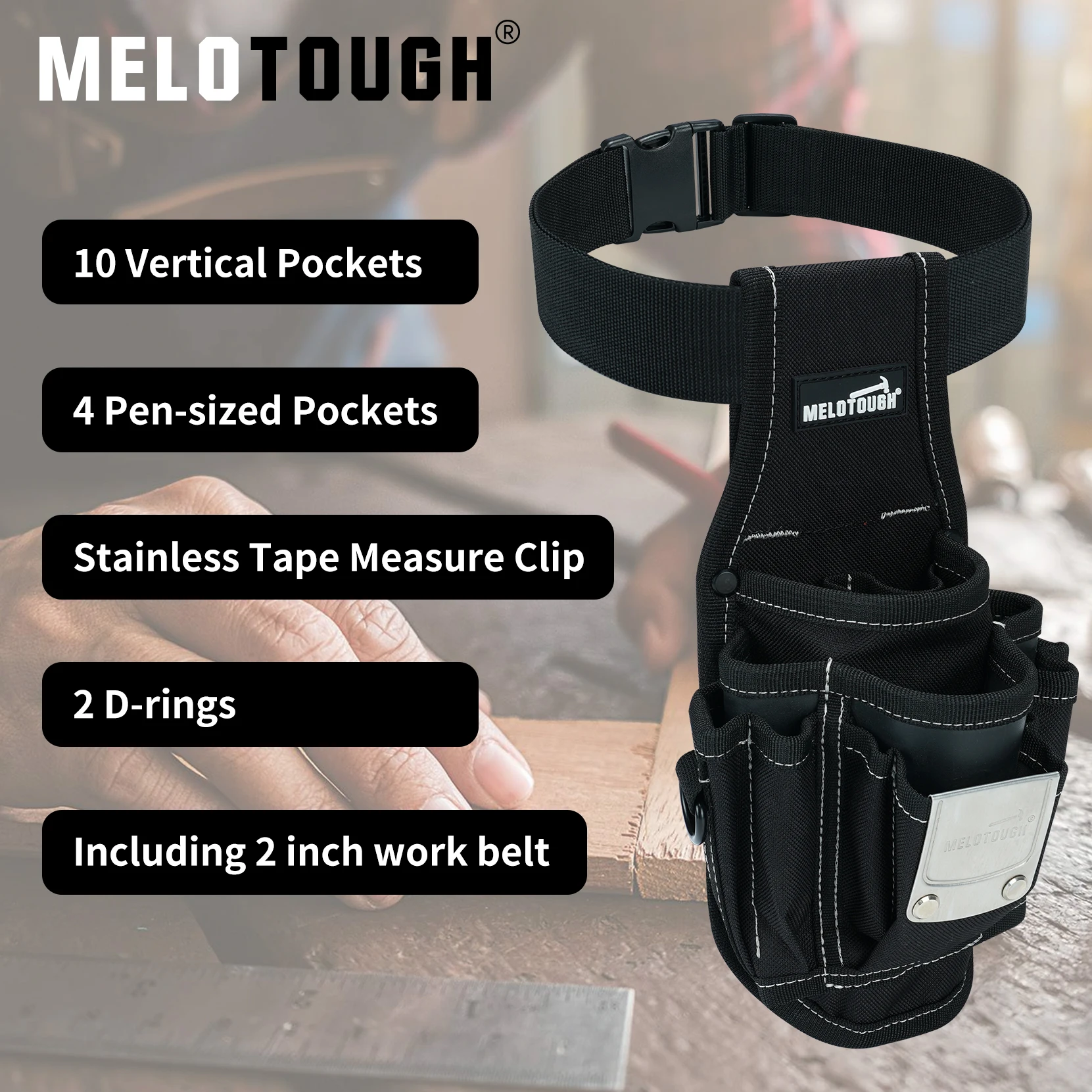 Torba na narzędzia - Mała torba na narzędzia z szybkozłączką do paska, z większymi kieszeniami i pętelką, mocowana na klips - Akcesorium do mocowania narzędzi