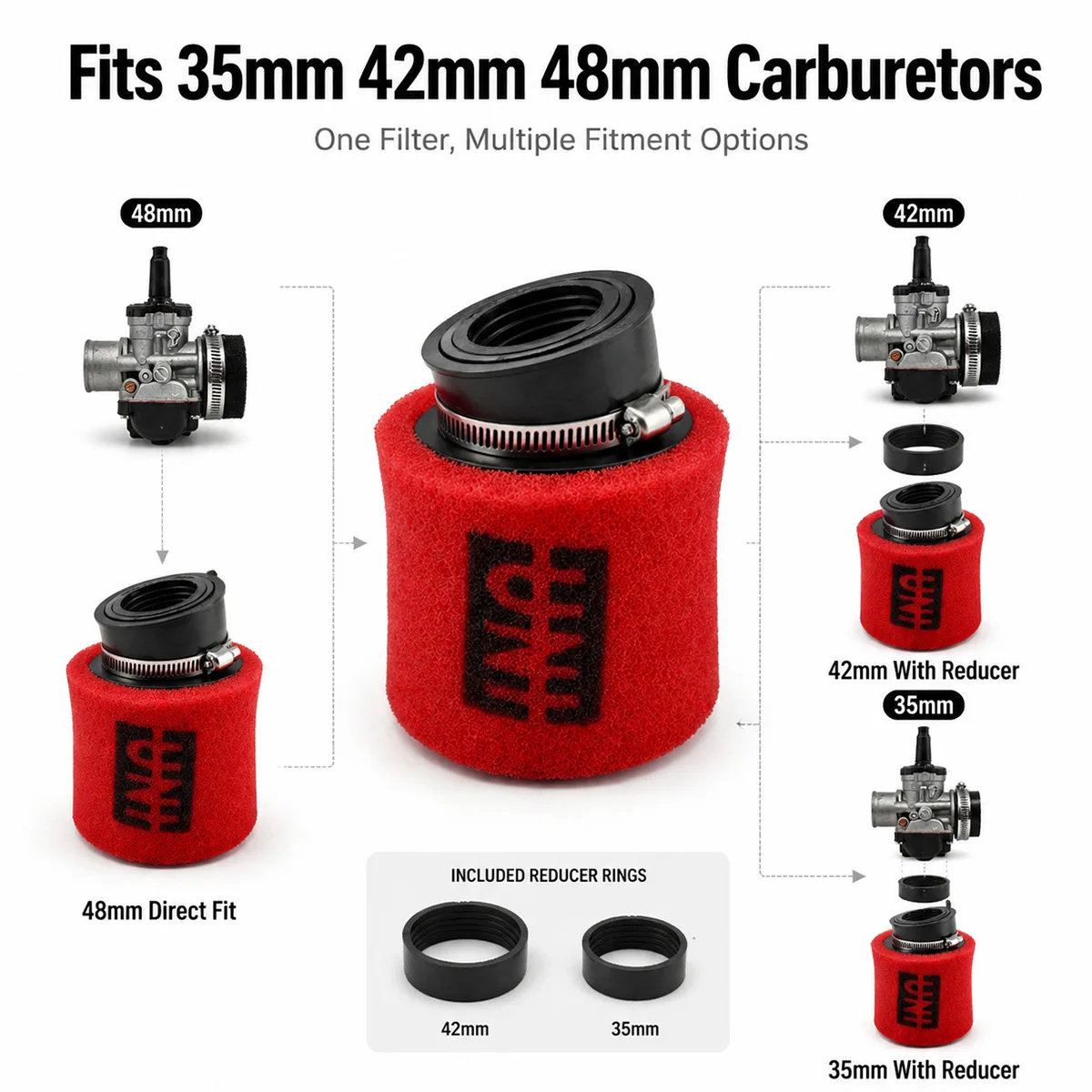 1pc High-quality universal filter cartridge 35mm 42mm 48mm Motorcycle Foam Air Filter For GY6 50 110 150 200cc Sponge Cleaner Sc