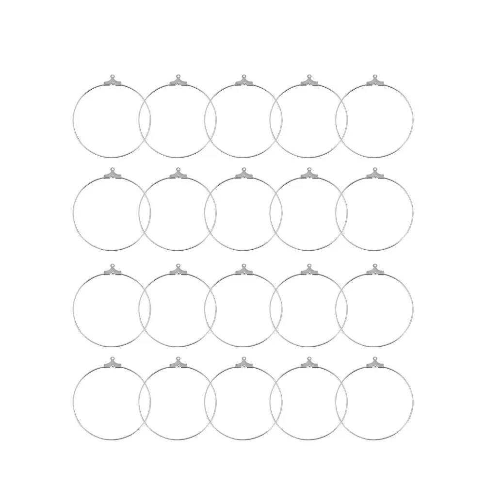 

20 Pcs Round Hanging Ring Earrings Pendant Accessories Jewelry Dangler DIY Eardrop Stainless Steel Circle Decoration