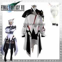 Game Final Fantasy XIV FF 14 Y'shtola/Ya Shutora Ruru Cosplay Costume Wig Ear customize white Uniform Halloween Christmas Party