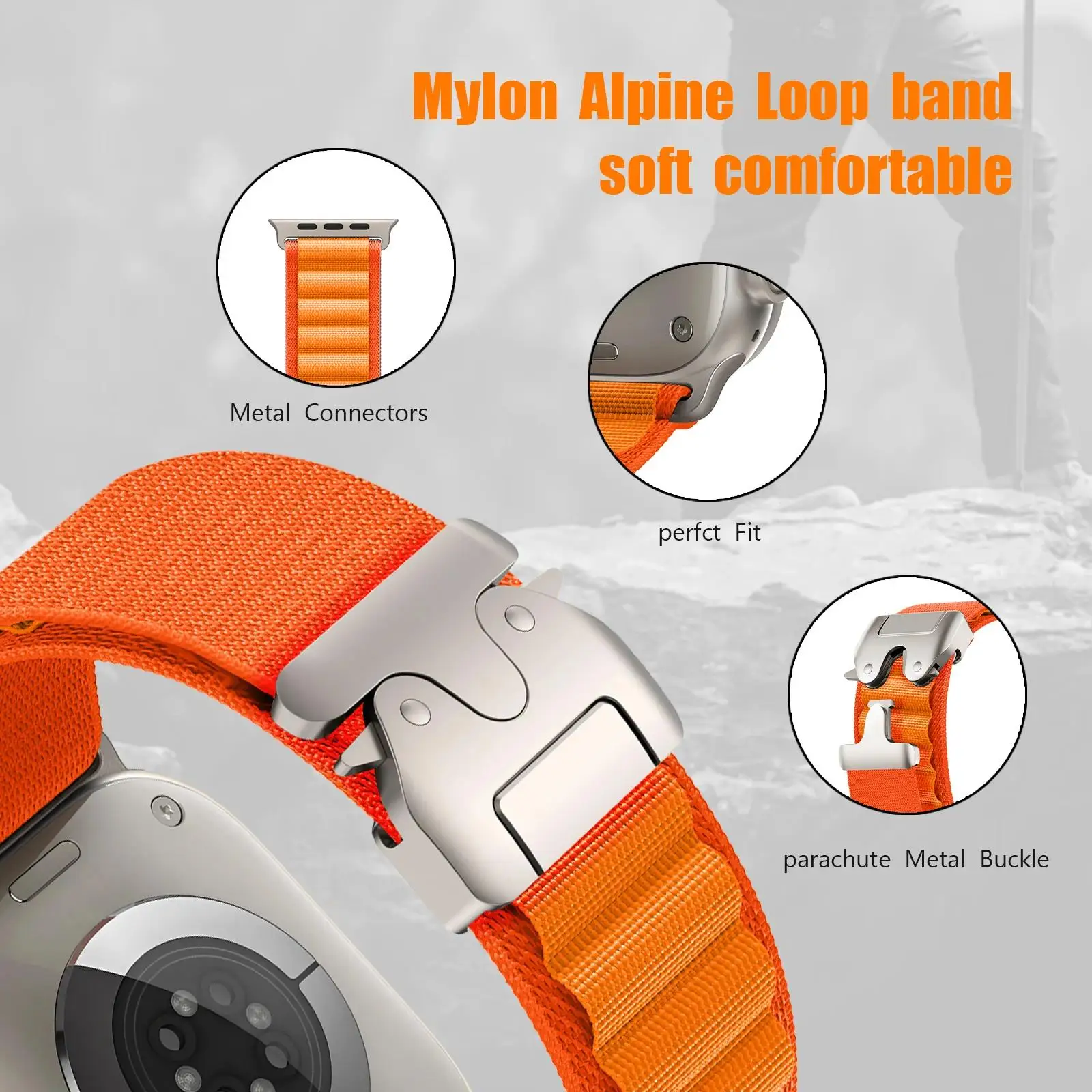 Ремешки Alpine Loop для Apple watch band ultra2 49 мм 44 мм 40 мм 41 мм 45 38 Парашютный браслет iWatch series 987654 Se 10 46 мм 42 мм