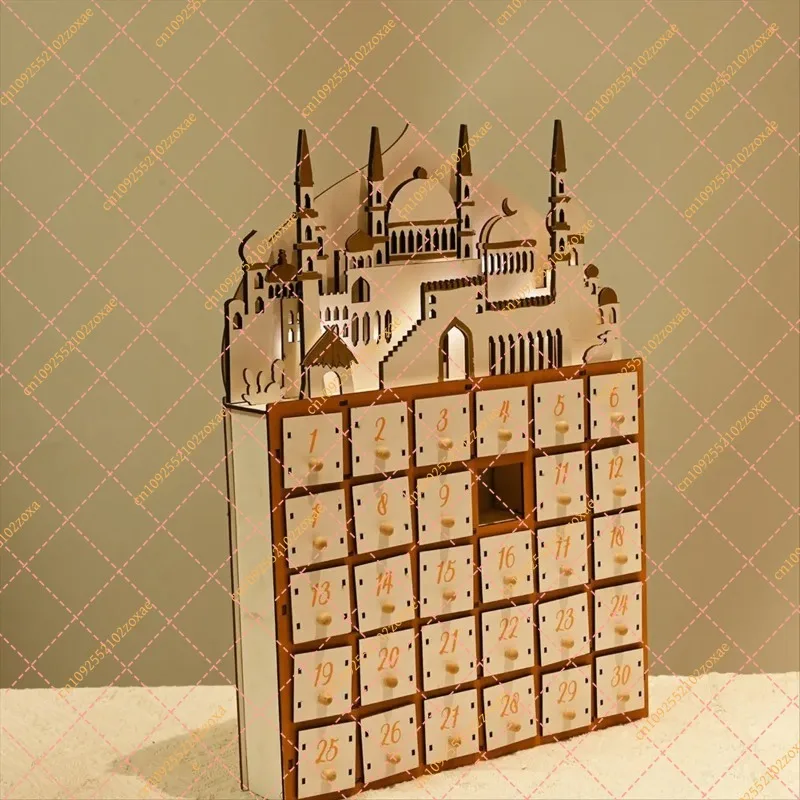 LF LED Illuminated Ramadan Countdown Calendar 30 Drawers Islamic Festival Party Decor Gift Home Decoration Ornament