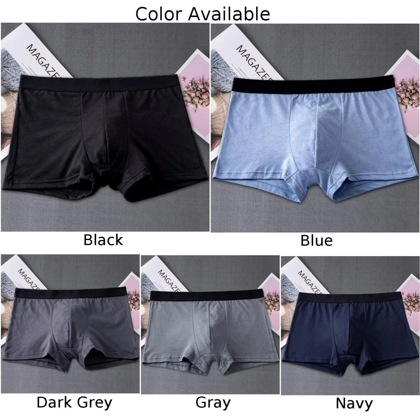 Mens Underwear Breathable Solid Shorts Casual Briefs Elastic Waist Soft Underpants Skin-friendly Sleepwear Male Panties