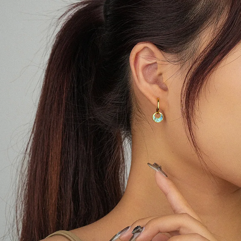 925 Sterling Silver Jewelry Abalone Shell Earrings/Turquoise Earrings Gold/Silver Two Color For Women Party Wedding Jewelry Gift