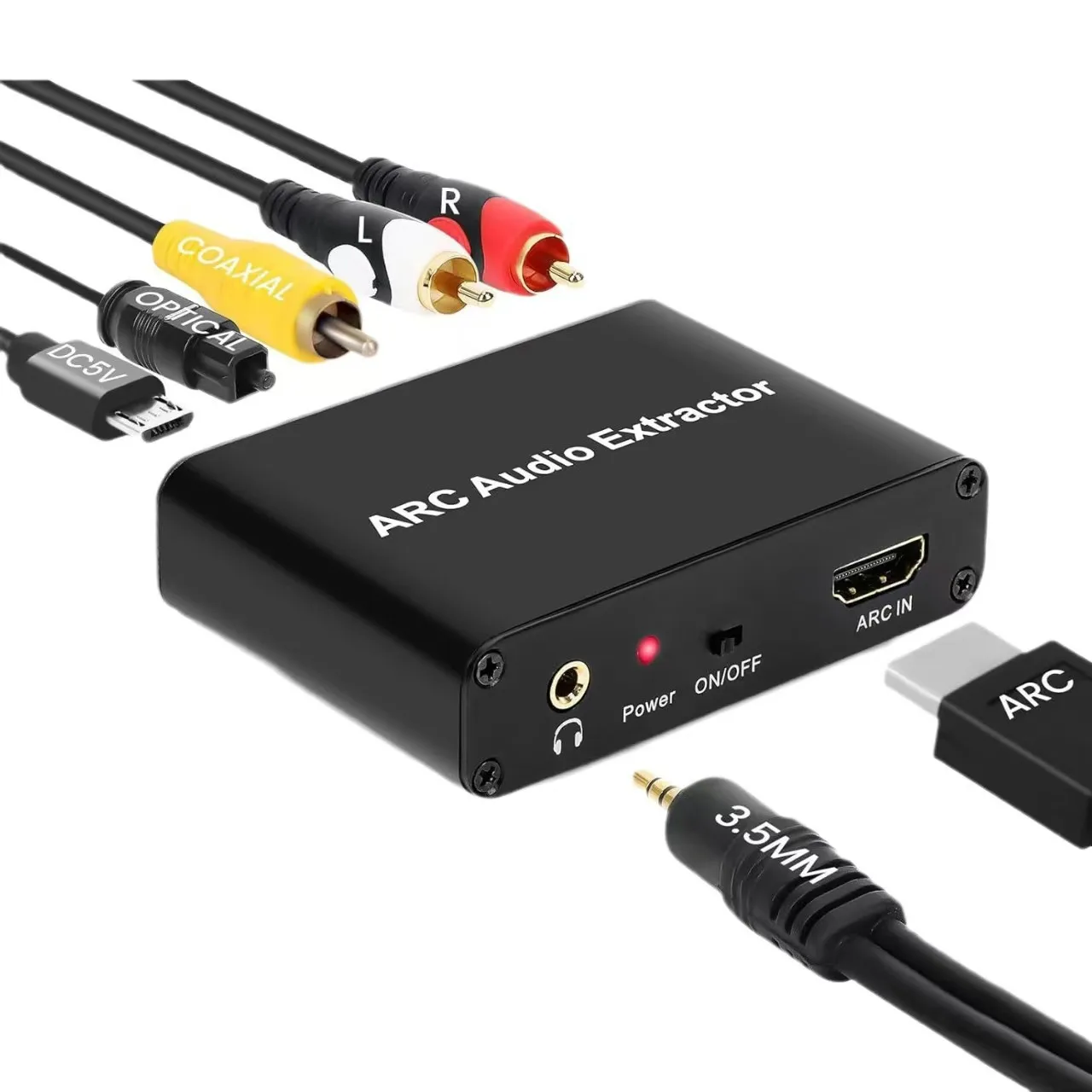 4K HDMI-compatible ARC Audio Extractor ARC To SPDIF Coaxial L/R Stereo 3.5mm Jack Audio Adapter Return Channel Converter