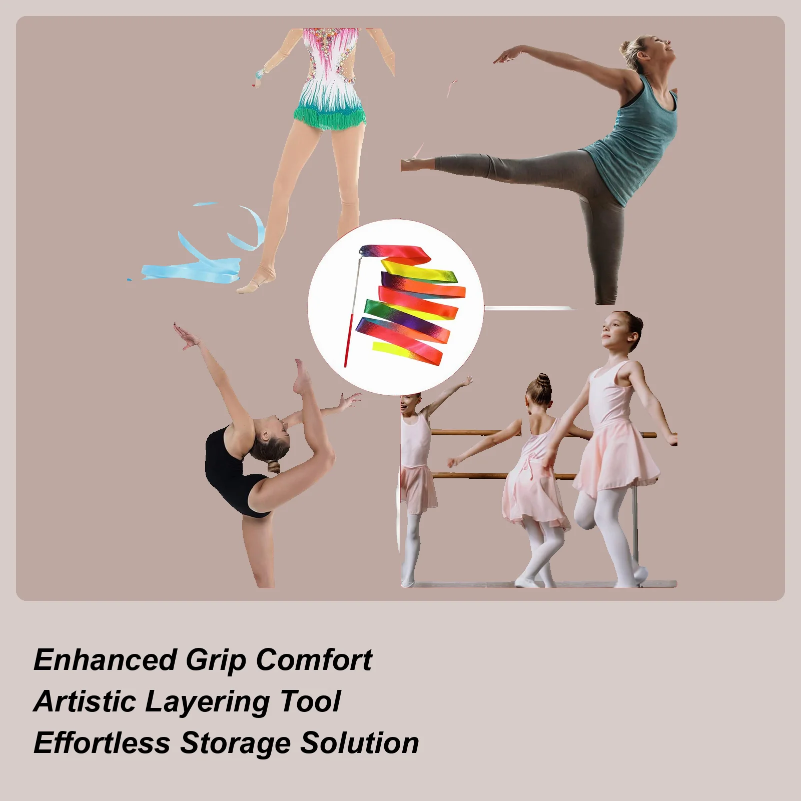 Rhythmic Gymnastics Ribbon Gradient Color Dancing Training Supplies Artistic Dance Ribbon Sticks For Preschoolers Music Classes
