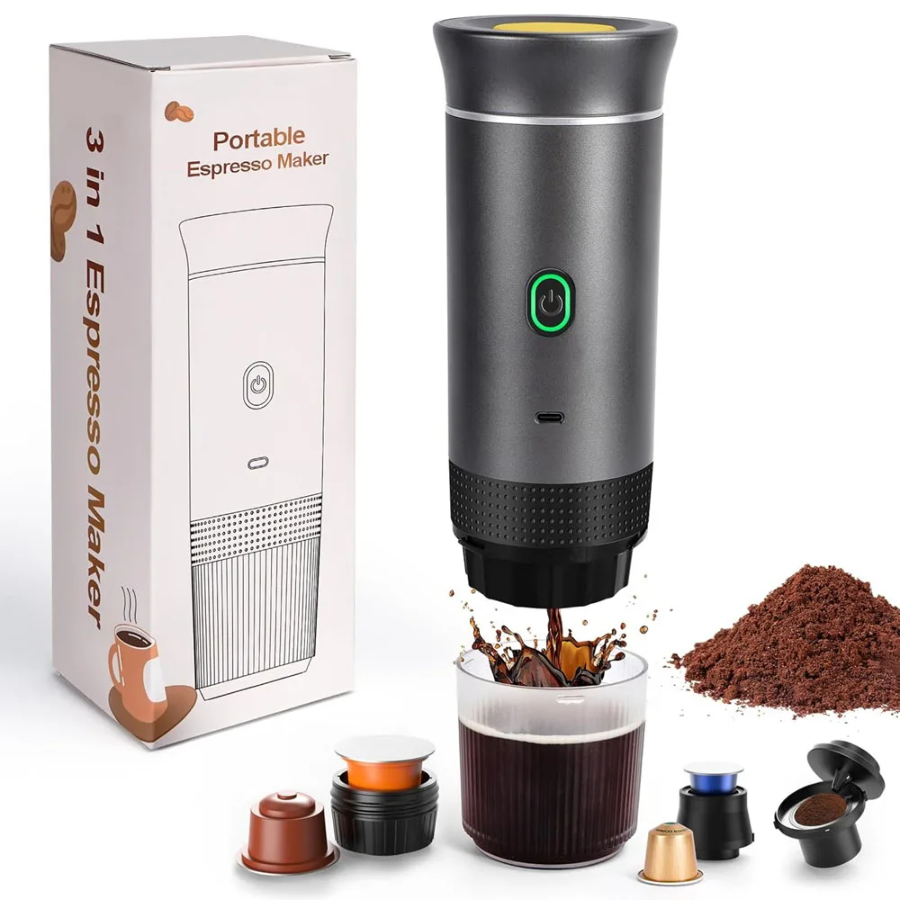 

Portable Espresso Coffee Machine Wireless 3 In 1 Coffee Maker For Capsule Powder Works With Cold Hot Water Home Travel