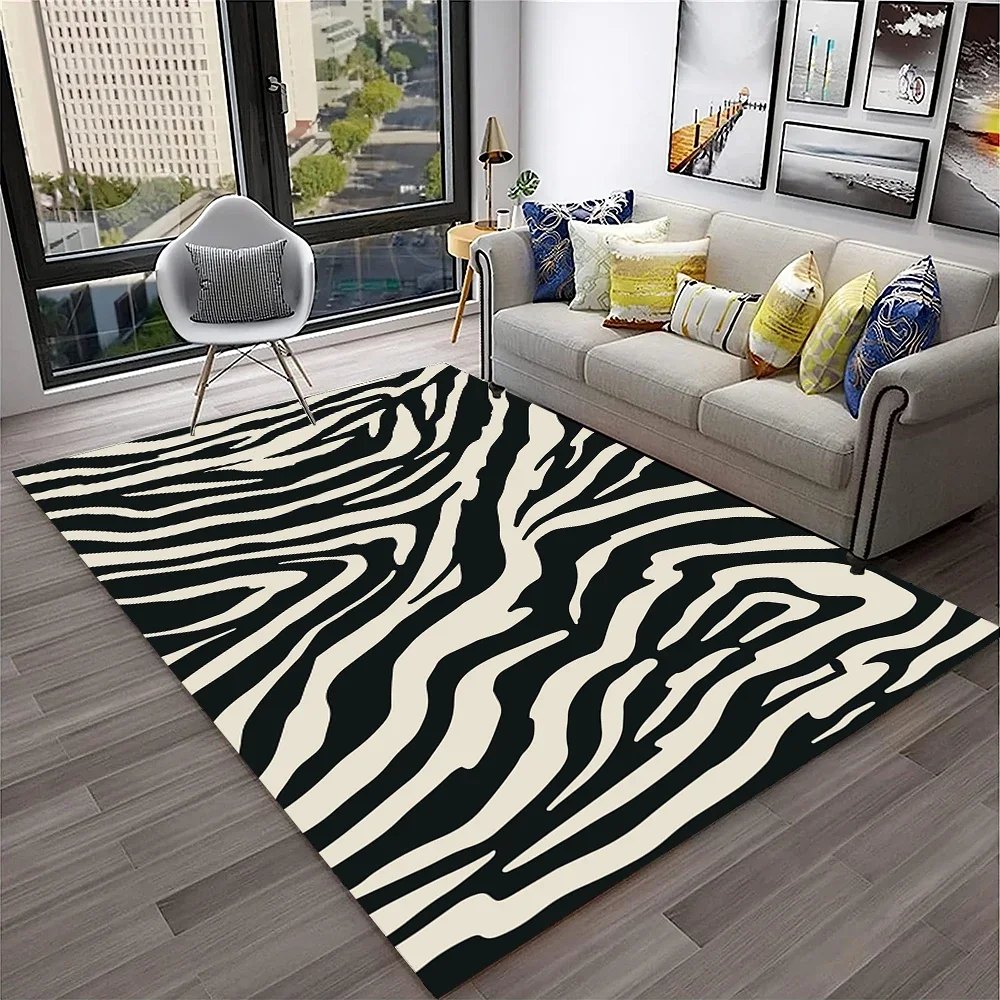 Crystal velvet carpet3D Colorful Zebra Stripe Pattern Carpet Rug for Home Living Room Bedroom Sofa Doormat Decor,kid Play Area R