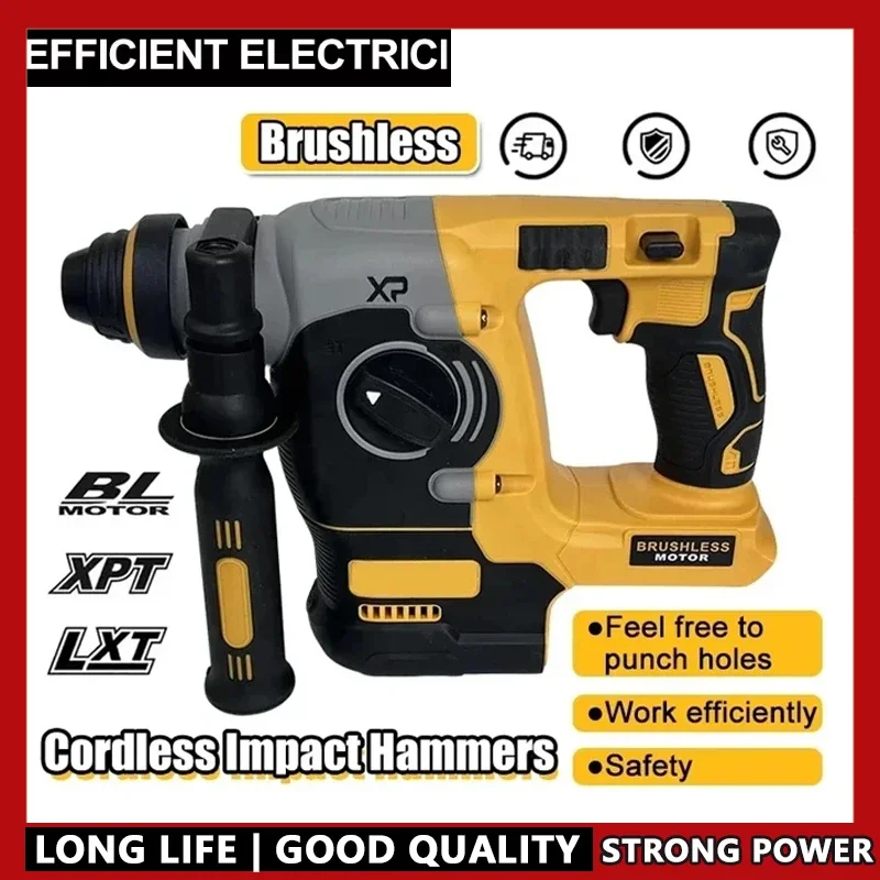 

Fit Dewalt-Brushless Rotary Impact Hammer Drill Cordless 2 Modes SDS Metal Concrete Breaker Jackhammer Tools 20V, 18V Battery
