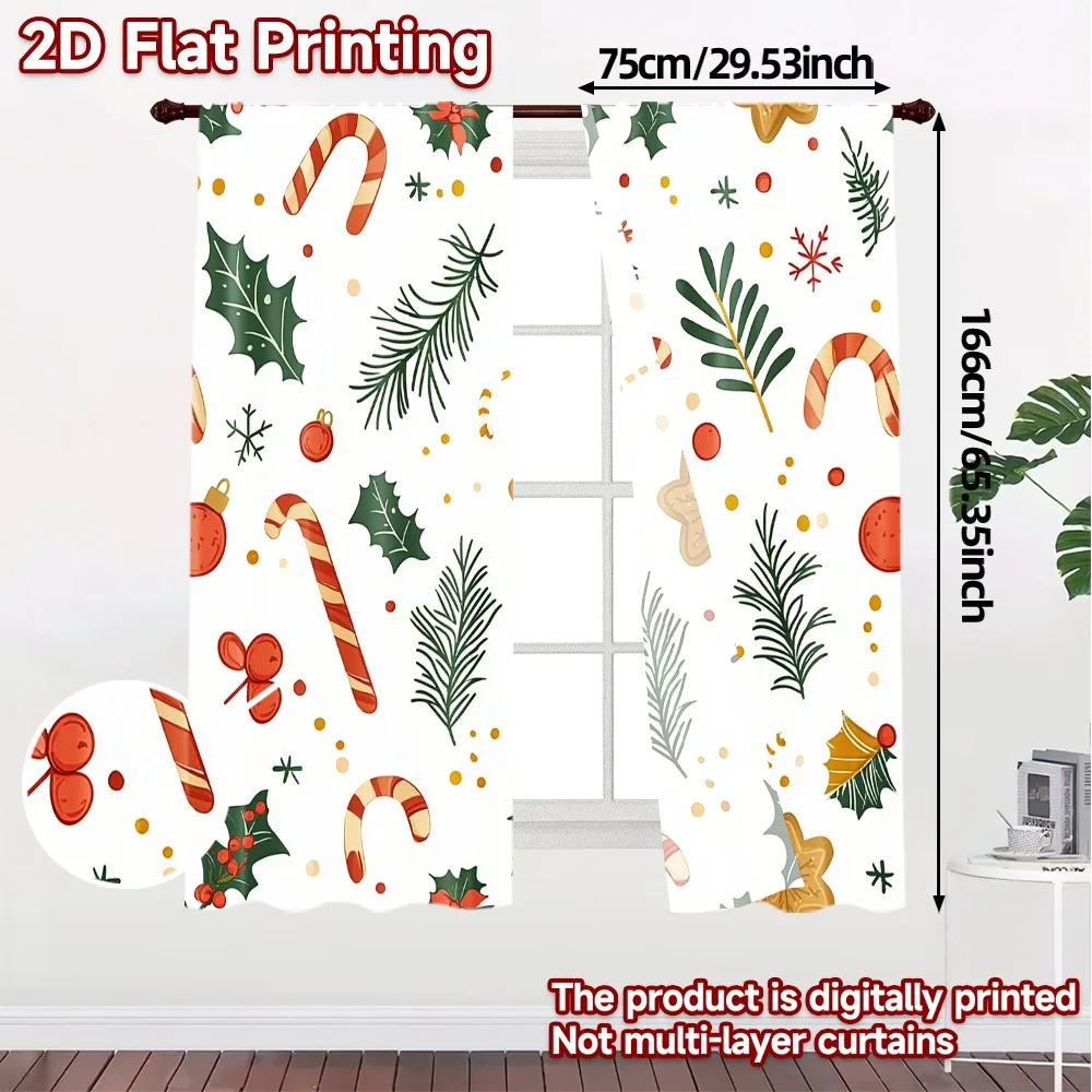 2pcs,Curtains Cute Christmas Design (3) Pattern Modern Curtains Fabric Curtains Holiday Use for Bedroom Living Room Kitchen