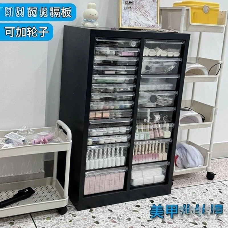 Nail art storage cabinet Nail art shop nail polish glue multi-layer flat bottom 4 file cabinet drawer