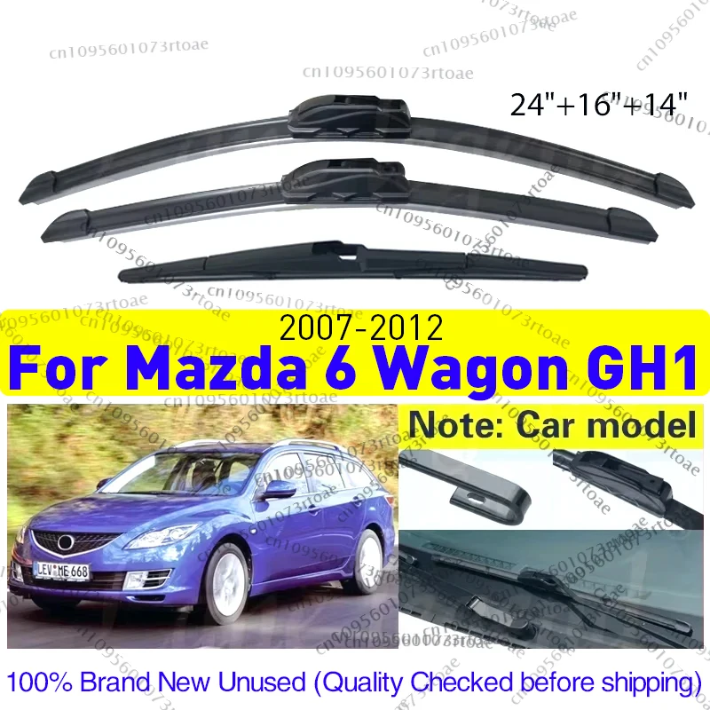 

3PCS For Mazda 6 Wagon GH1 2007-2012 24"16"14" Front Rear Wiper Blades Soft Rubber Windshield Windscreen Window Car Accessories